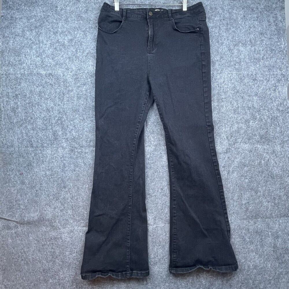 KDF‎ Jeans Womens 18 Black Flare Bootcut Denim Pants Stretch